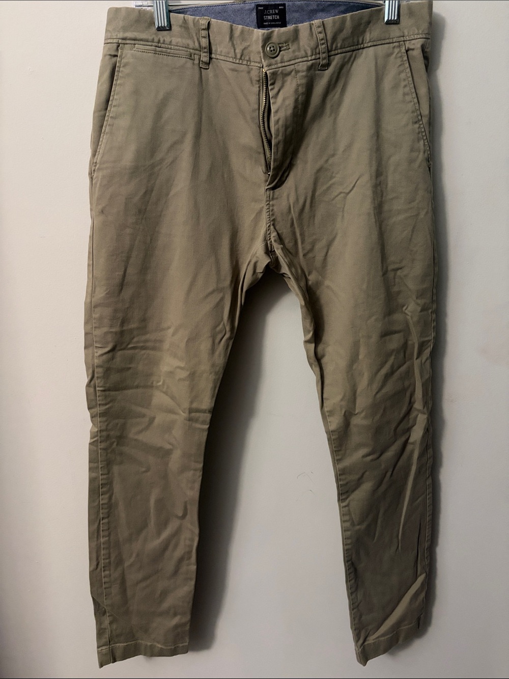 J. Crew Men's Olive Green Stretch Chinos
